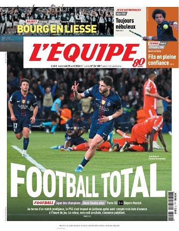 Jaquette de Lequipe du 29 Avril FR.