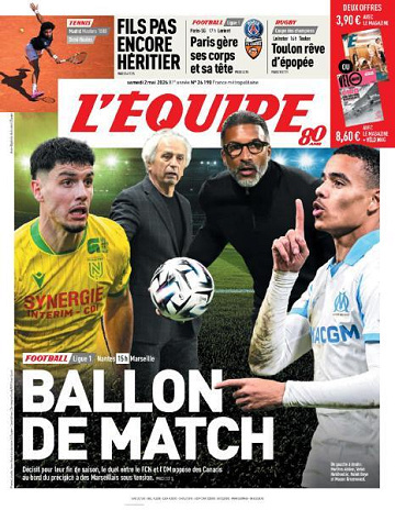 Jaquette de Lequipe du 02 Mai 2026 FR.