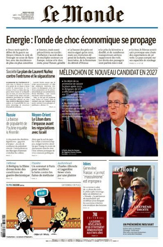 Jaquette de Le Monde N.25300 du 5 Mai FR.