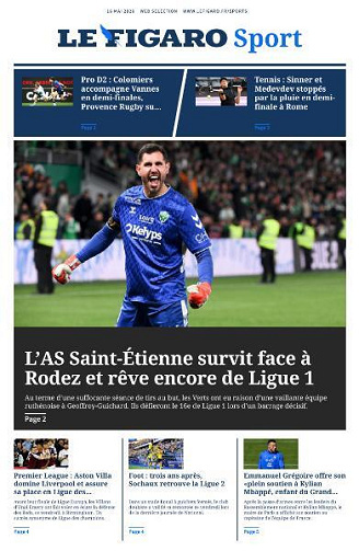 Jaquette de Le Figaro Sport du 16 Mai 2026 FR.