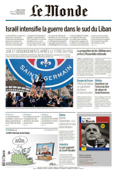 Jaquette de Le Monde Du 02.06.2026 FR.