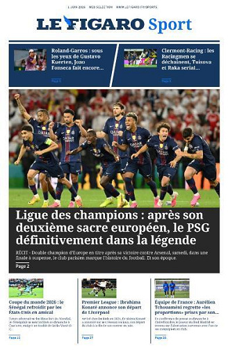 Jaquette de Le Figaro Sport du 01 Juin 2026 FR.