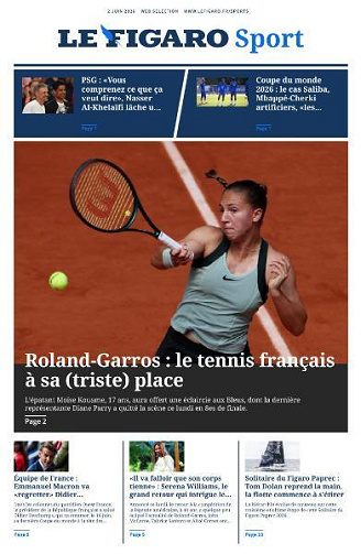 Jaquette de Le Figaro Sport du 02 Juin 2026 FR.