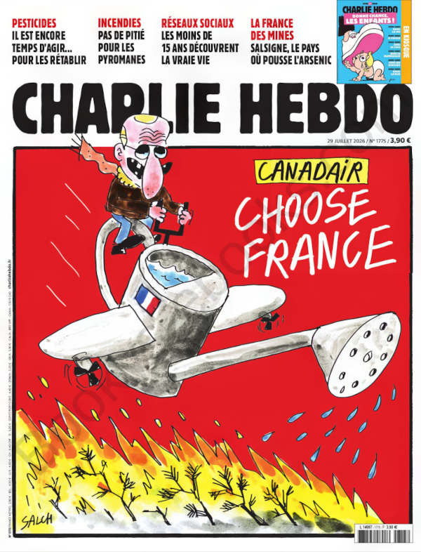 Jaquette de Charlie Hebdo N1775 du 29 Juillet 2026 Fr.