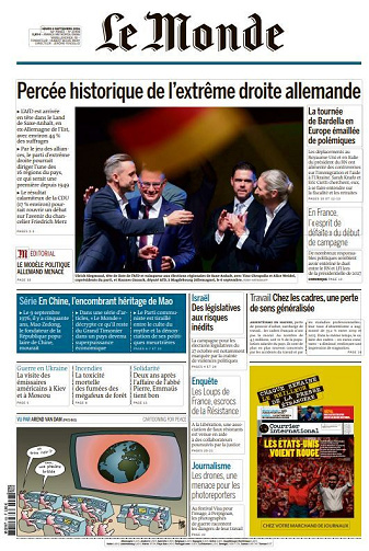 Jaquette de Le Monde Du 08.09.2026 FR.