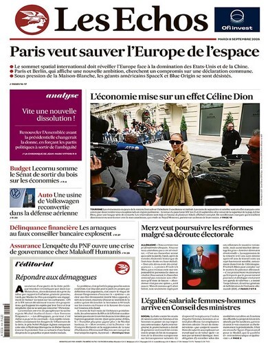 Jaquette de Les Echos Du 08.09.2026 FR.