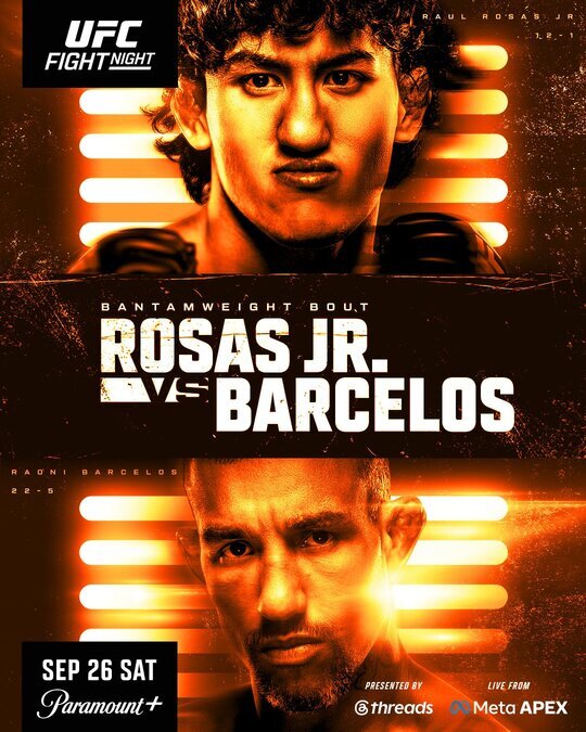 Jaquette de UFC Fight Night 289 Main RosasJR Vs Barcelos 26 09