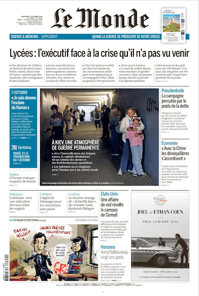 Jaquette de Le Monde Du 7 Octobre 2026 FR.